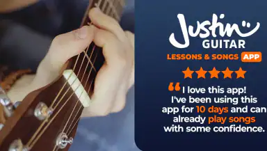 Justin Guitar Lessons & Songs header