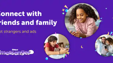 Kinzoo: Fun All-Ages Messenger header