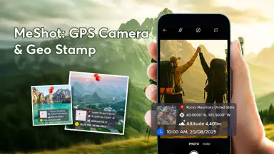 MeShot: GPS Camera & Geo Stamp header