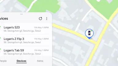 Samsung Find: Location Sharing header