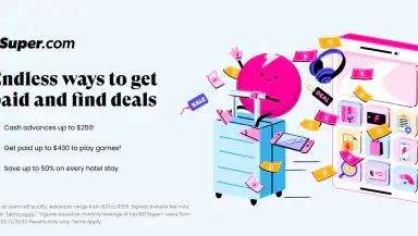 Super.com - Save, Earn, Travel header