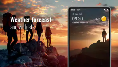 Transparent clock and weather header