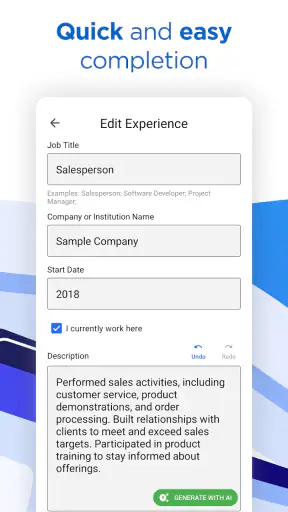 AI Resume Builder CV Maker PDF screenshot
