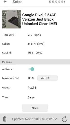 Auction Bid Sniper for eBay screenshot