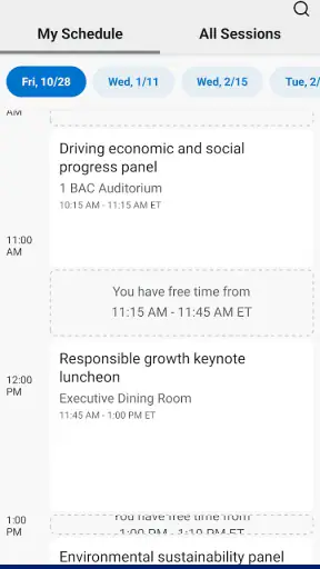 Bank of America Events screenshot