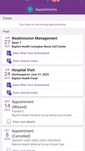 Baptist Health MyHealth screenshot