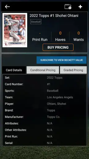Beckett Mobile screenshot