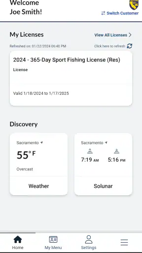 CDFW License screenshot