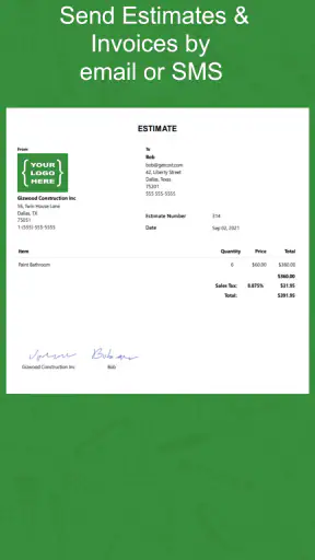 Contractor Estimate & Invoice screenshot
