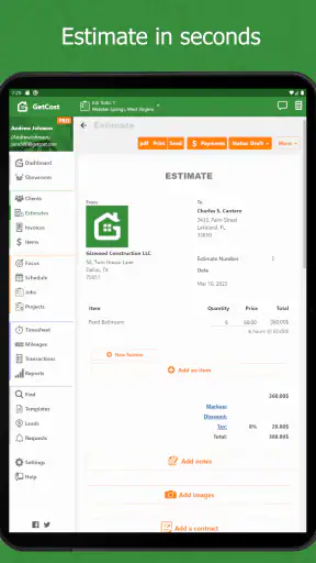 Contractor Estimate & Invoice screenshot