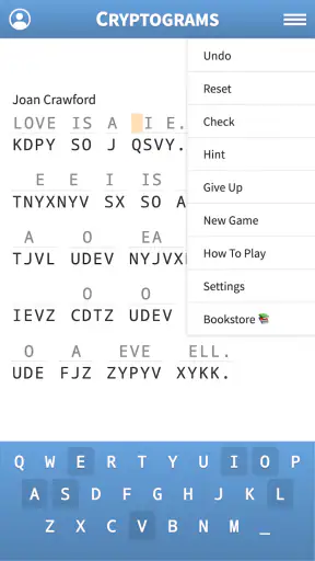 Cryptogram · Cryptoquote Game screenshot