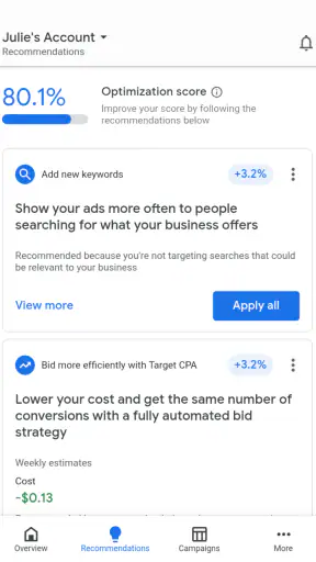 Google Ads screenshot