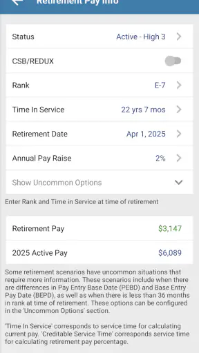 Military Retirement screenshot