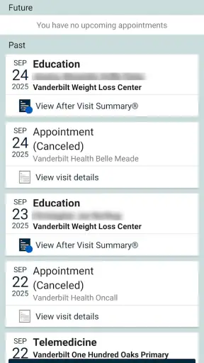 My Health at Vanderbilt screenshot