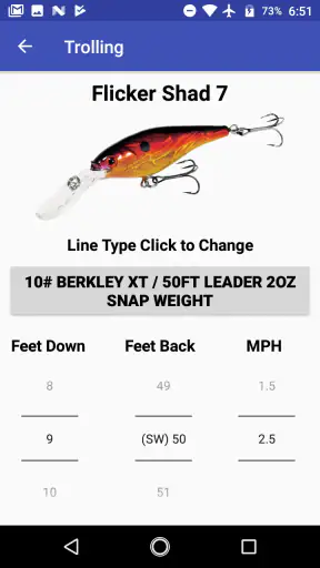 Precision Trolling Data screenshot