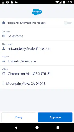 Salesforce Authenticator screenshot
