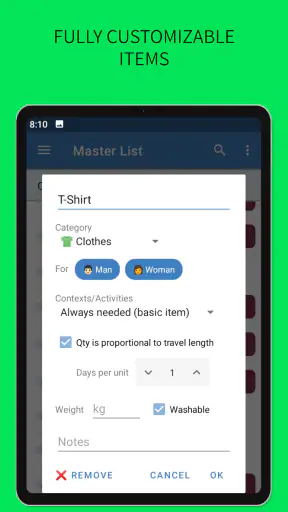 SmartPack - packing lists screenshot