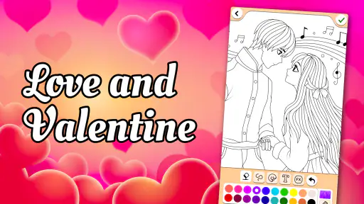 Valentines love coloring book screenshot