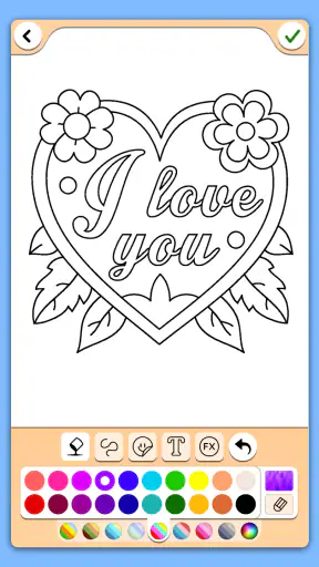 Valentines love coloring book screenshot